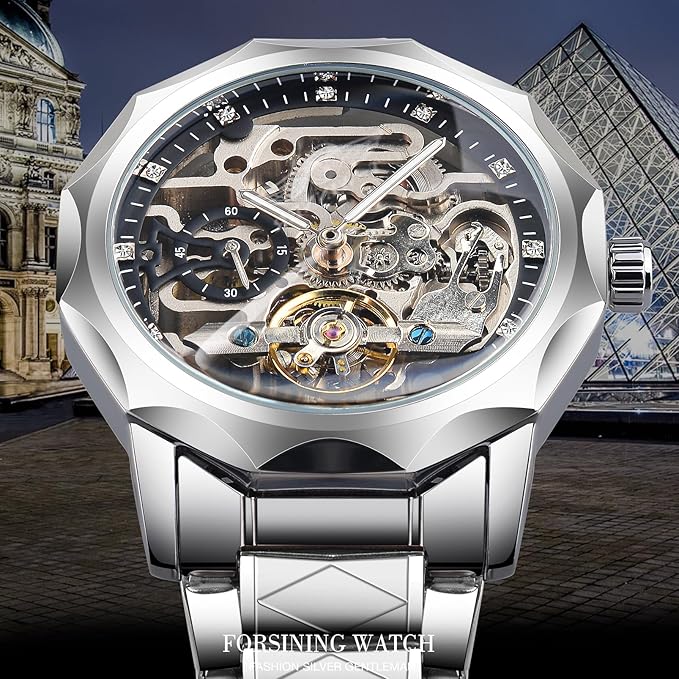 FORSINING Men's Skeleton Automatic Tourbillon Watch