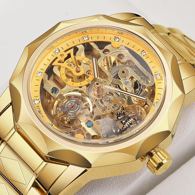 FORSINING Men's Skeleton  golden Automatic Tourbillon Watch